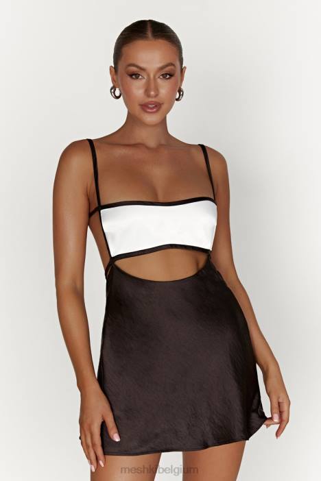 Veda tweekleurige mini-jurk Meshki zwart N4JN263 kleding