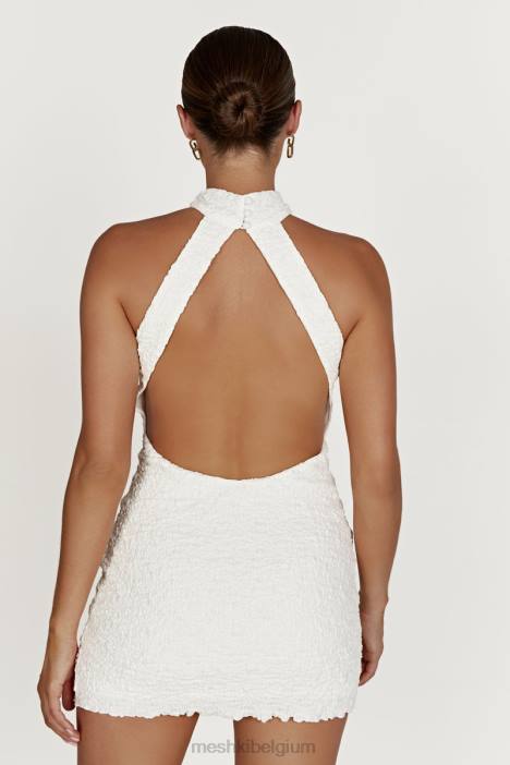 Yuki halter mini-jurk met textuur Meshki wit N4JN497 kleding