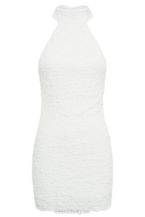 Yuki halter mini-jurk met textuur Meshki wit N4JN497 kleding