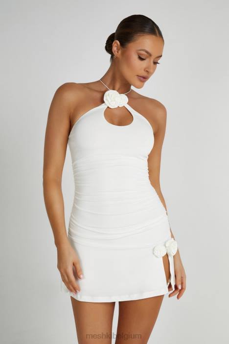 adeline rose halter mini-jurkje Meshki wit N4JN157 kleding