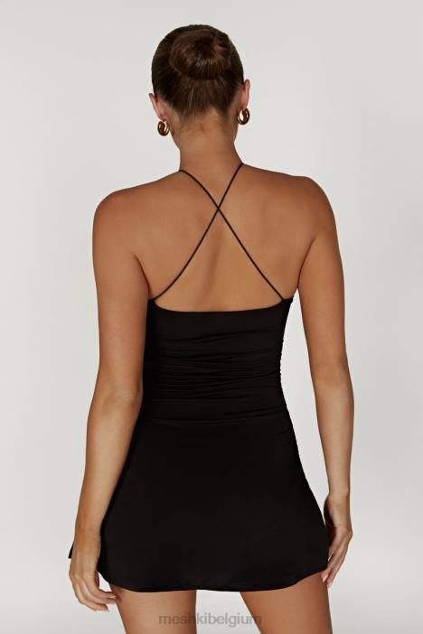 adeline rose halter mini-jurkje Meshki zwart N4JN285 kleding