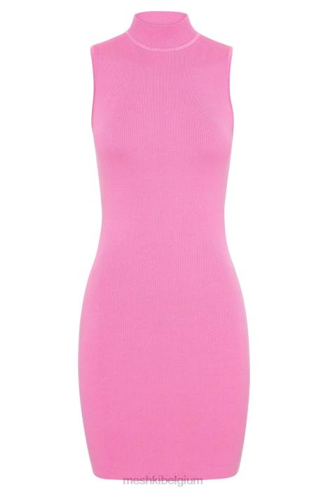 delia mouwloze gebreide mini-jurk Meshki kauwgom roze N4JN592 kleding