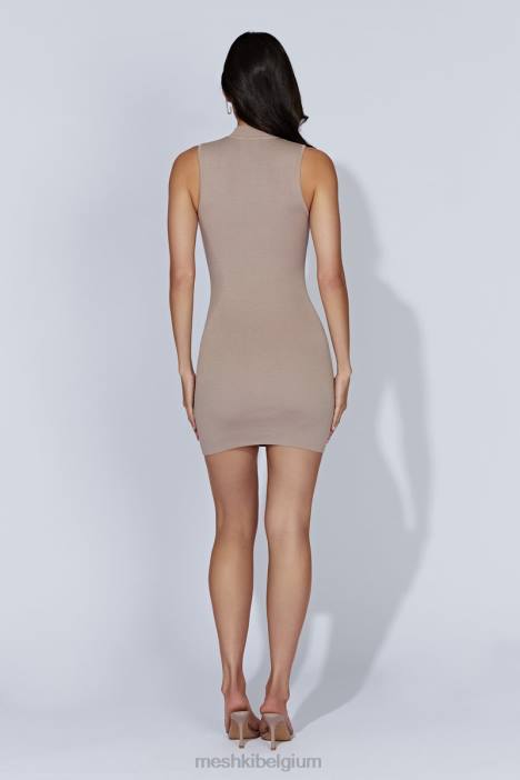 delia mouwloze gebreide mini-jurk Meshki taupe N4JN633 kleding