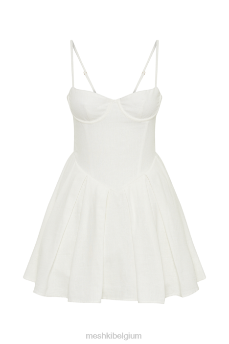 dorinda geplooide linnen mini-jurk Meshki wit N4JN4 kleding