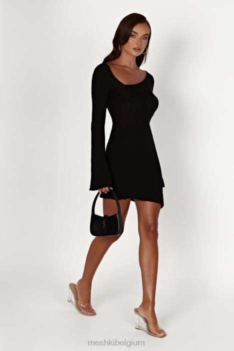 ember gebreide mini-jurk met droog handvat Meshki zwart N4JN365 kleding