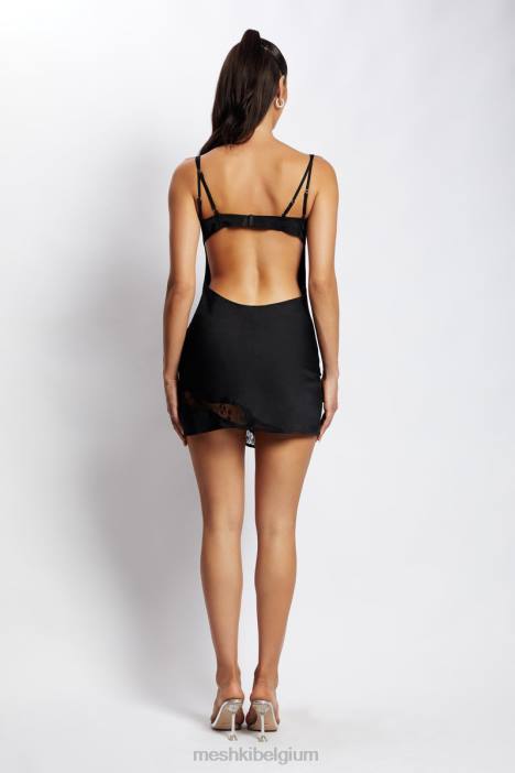 joslyn mini-jurk van satijnen kant Meshki zwart N4JN330 kleding
