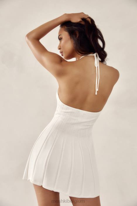 koa gebreide mini-jurk met halternek Meshki wit N4JN524 kleding