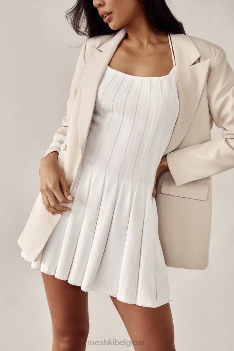 koa gebreide mini-jurk met halternek Meshki wit N4JN524 kleding