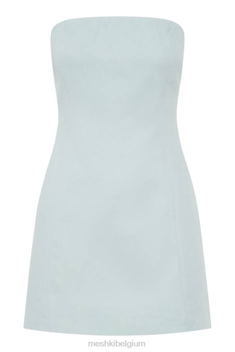 maci linnen mini-jurk Meshki poeder blauw N4JN412 kleding