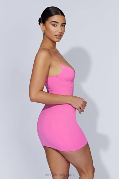mistige contour mini-jurk Meshki kauwgom roze N4JN281 kleding