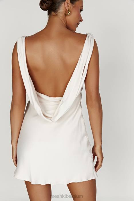 nadia satijnen mini-jurk met gedrapeerde achterkant Meshki beige N4JN405 kleding