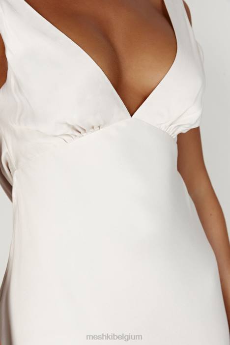 nadia satijnen mini-jurk met gedrapeerde achterkant Meshki beige N4JN405 kleding