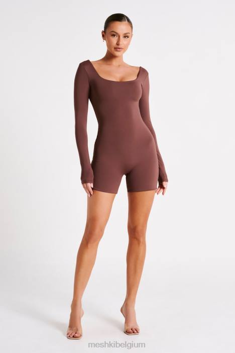 Oakley playsuit van gerecycled nylon met lange mouwen Meshki mokka N4JN1249 kleding