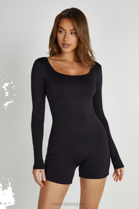 Oakley playsuit van gerecycled nylon met lange mouwen Meshki zwart N4JN1372 kleding