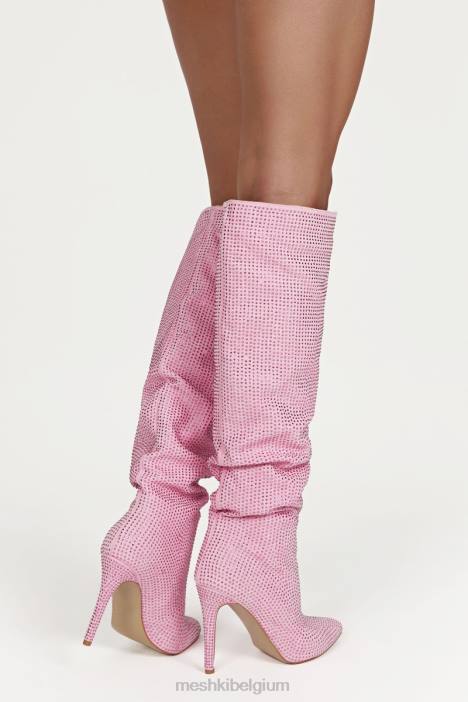 Jenner laars met hoge hak en diamanten Meshki roze blos N4JN1677 schoenen