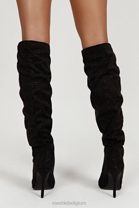 Jenner laars met hoge hak en diamanten Meshki zwart N4JN1669 schoenen