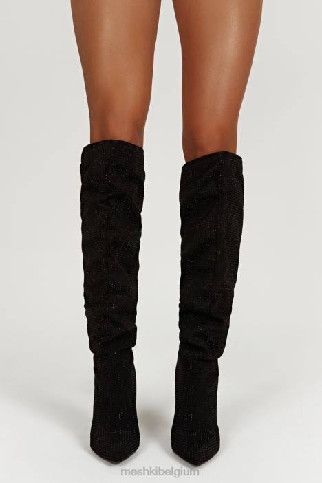 Jenner laars met hoge hak en diamanten Meshki zwart N4JN1669 schoenen