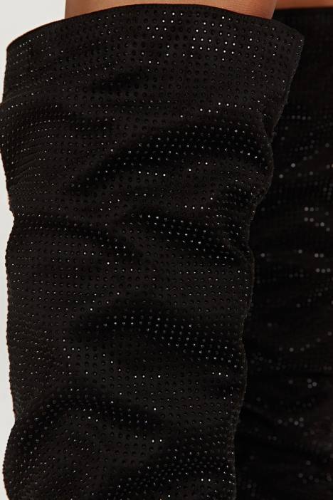 Jenner laars met hoge hak en diamanten Meshki zwart N4JN1669 schoenen