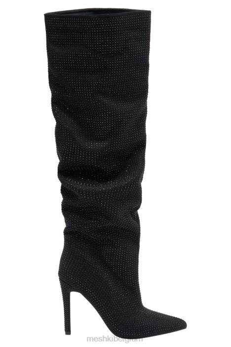 Jenner laars met hoge hak en diamanten Meshki zwart N4JN1669 schoenen