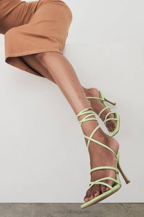 Milly kunstleer wikkel rond hakken Meshki limoen groen N4JN1689 schoenen