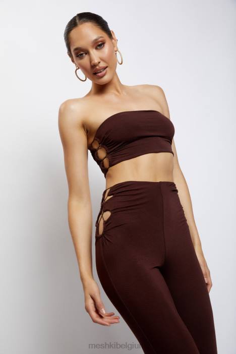 Eleanor bandeau met strik aan de zijkant Meshki chocolade N4JN1192 kleding