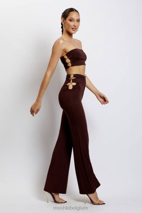 Eleanor bandeau met strik aan de zijkant Meshki chocolade N4JN1192 kleding