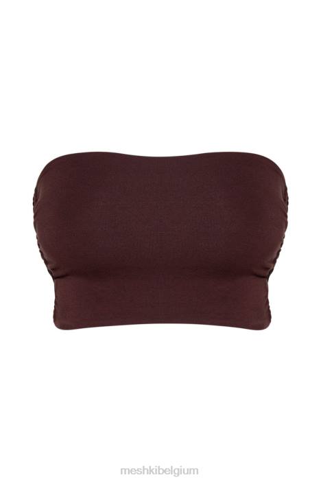 Eleanor bandeau met strik aan de zijkant Meshki chocolade N4JN1192 kleding