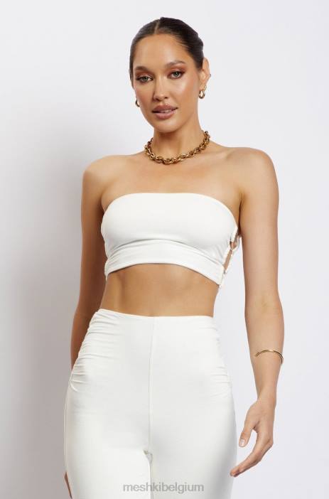 Eleanor bandeau met strik aan de zijkant Meshki wit N4JN1208 kleding