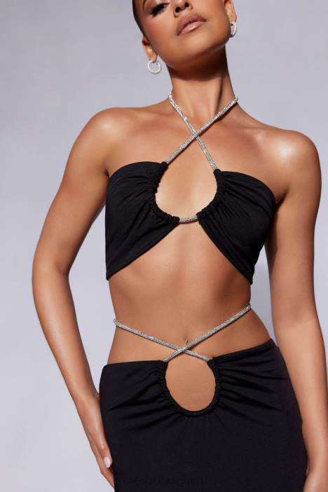 robijnrode bandeau met diamanten touw en ruches Meshki zwart N4JN1120 kleding