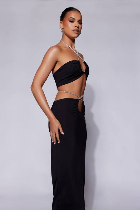 robijnrode bandeau met diamanten touw en ruches Meshki zwart N4JN1120 kleding