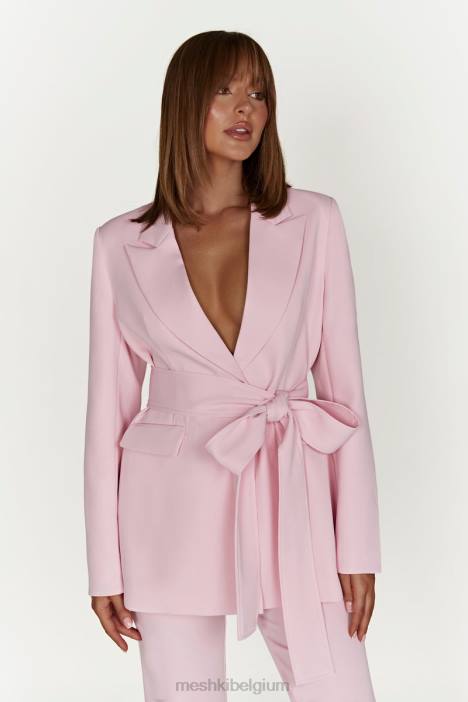 Arna oversized blazer met riem Meshki roze blos N4JN1630 kleding