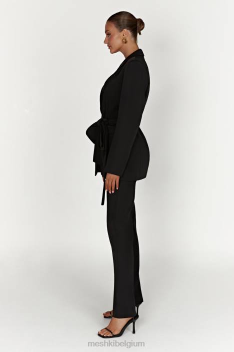 Arna oversized blazer met riem Meshki zwart N4JN1643 kleding