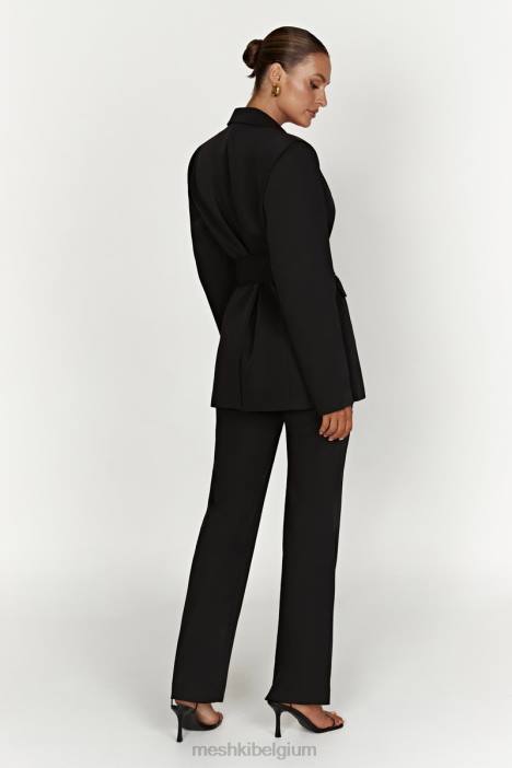 Arna oversized blazer met riem Meshki zwart N4JN1643 kleding