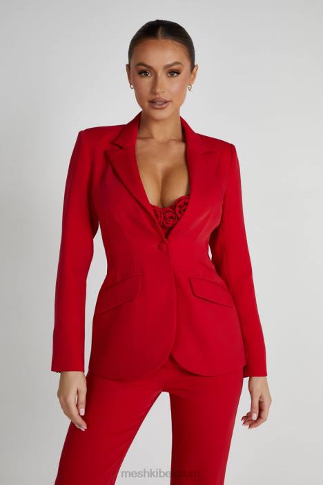 Holda getailleerde blazer met geknoopte taille Meshki rood N4JN1620 kleding
