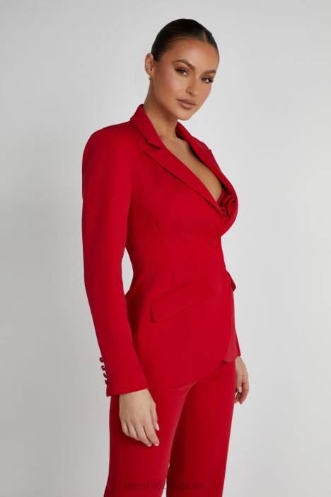 Holda getailleerde blazer met geknoopte taille Meshki rood N4JN1620 kleding