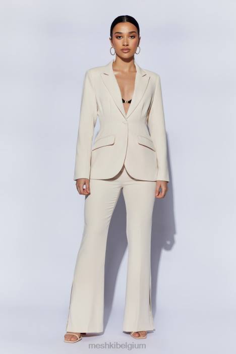 Holda getailleerde blazer met geknoopte taille Meshki room N4JN1651 kleding