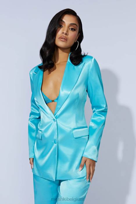 Maeva satijnen blazer Meshki aquamarijn N4JN1659 kleding