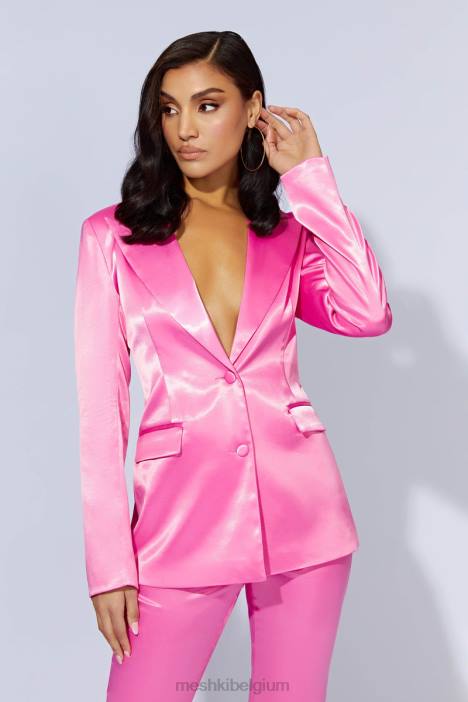 Maeva satijnen blazer Meshki kauwgom roze N4JN1656 kleding