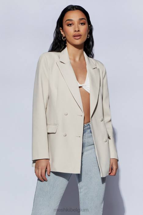 Rosana oversized blazer met koordsluiting Meshki tarwe N4JN1657 kleding