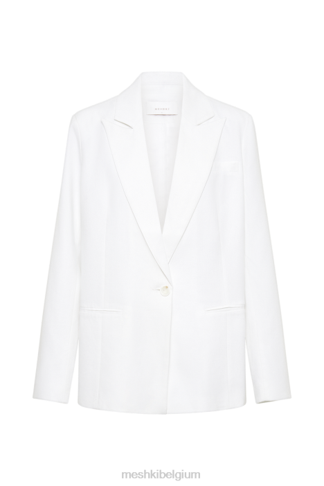 Shona linnen oversized blazer Meshki wit N4JN1636 kleding