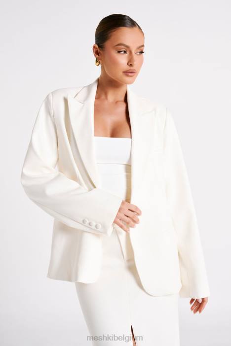bexley oversized blazer met schoudervullingen Meshki ivoor N4JN1624 kleding