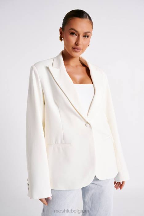 bexley oversized blazer met schoudervullingen Meshki ivoor N4JN1624 kleding