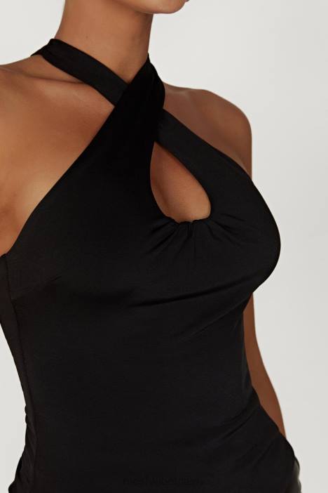 Ailsa haltertopje met sleutelgat Meshki zwart N4JN944 kleding