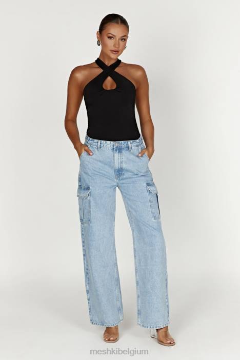 Ailsa haltertopje met sleutelgat Meshki zwart N4JN944 kleding