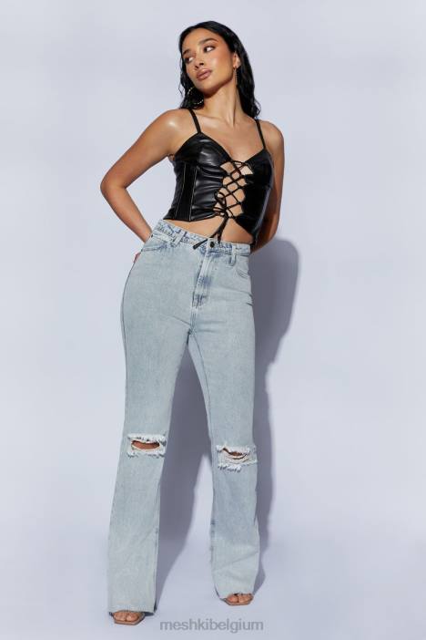 Alaia corset pu-top met veters Meshki zwart N4JN1095 kleding