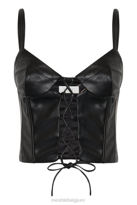Alaia corset pu-top met veters Meshki zwart N4JN1095 kleding