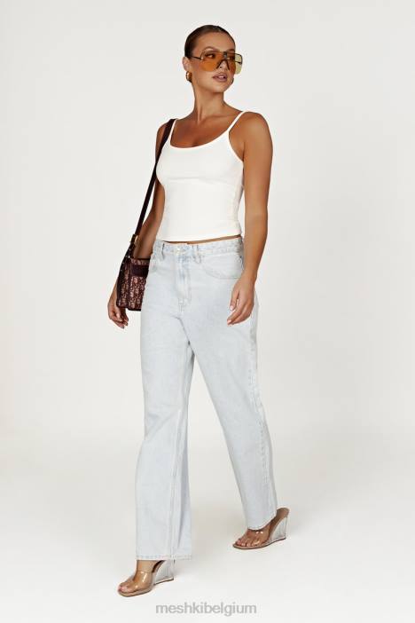 Alexis geribbelde lange cami-top Meshki wit N4JN1121 kleding