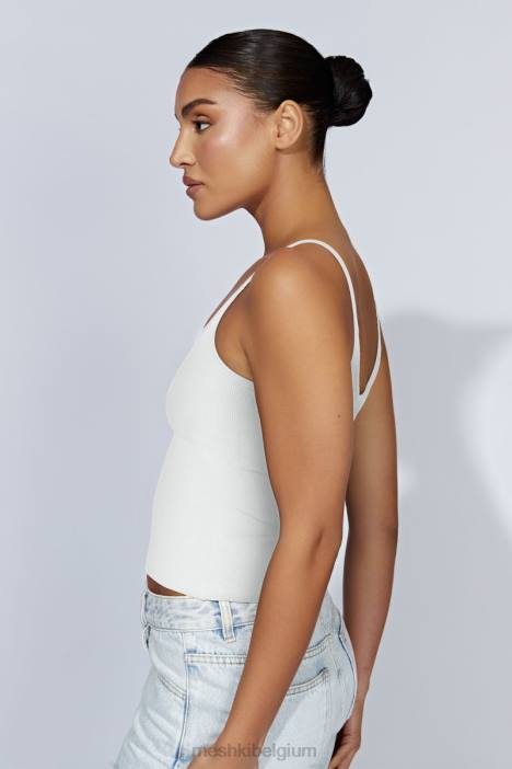 Alexis geribbelde lange cami-top Meshki wit N4JN1121 kleding