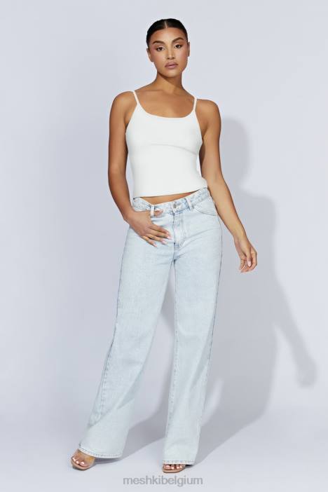 Alexis geribbelde lange cami-top Meshki wit N4JN1121 kleding