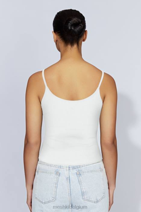 Alexis geribbelde lange cami-top Meshki wit N4JN1121 kleding